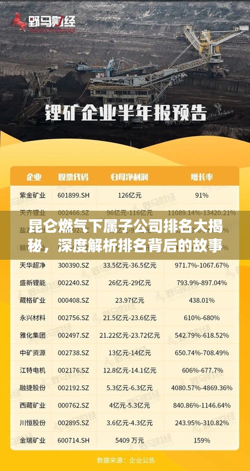 昆仑燃气下属子公司排名大揭秘，深度解析排名背后的故事