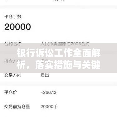 银行诉讼工作全面解析，落实措施与关键要点深度探讨