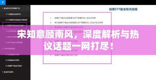 宋知意顾南风，深度解析与热议话题一网打尽！